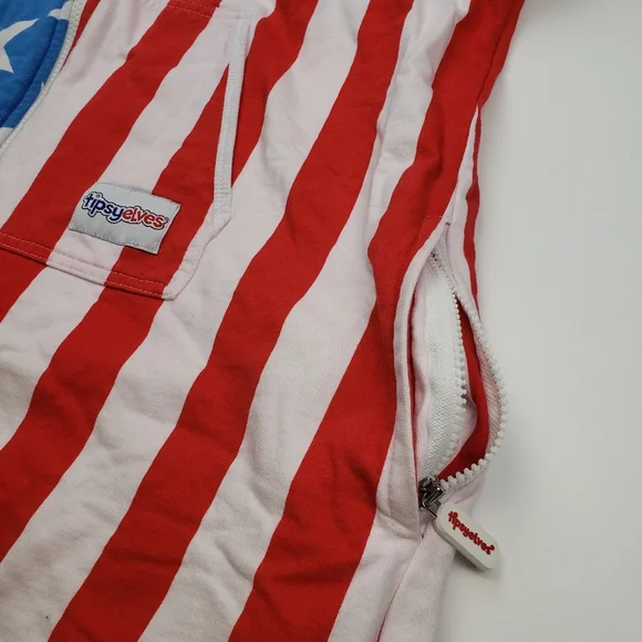Tipsy Elves USA Onesie American Flag Patriotic Jumpsuit Stars Stripes XL - Picture 7 of 10